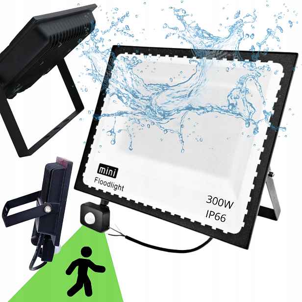 Led halogenový reflektor se snímačem pohybu soumraku 300 W