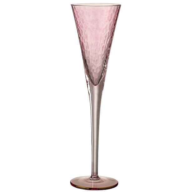 Růžová sklenička na šampaňské Oil transparent - Ø 7*28 cm J-Line by Jolipa