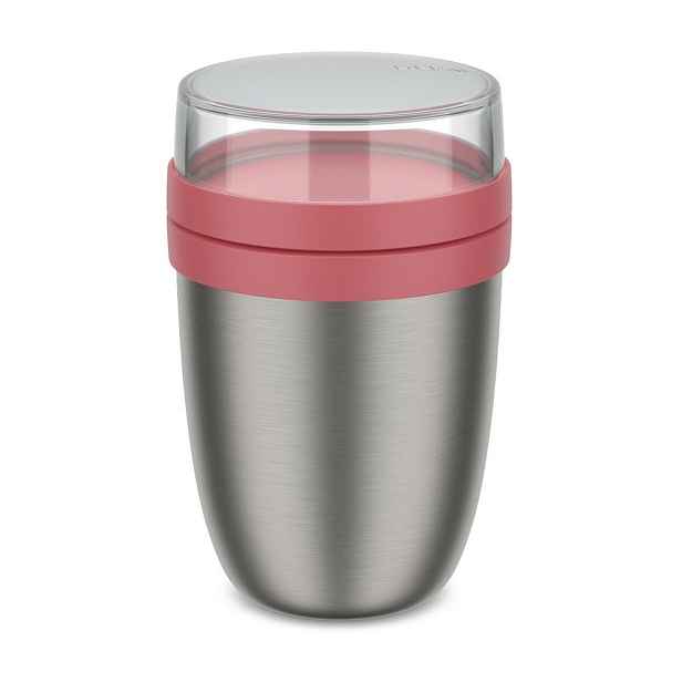 Světle červená/ve stříbrné barvě termoska na jídlo z nerezové oceli 500 ml Ellipse – Mepal
