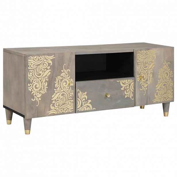 vidaXL Televizní skříň Šedá 105 x 33 x 46 cm Masivní mangové dřevo