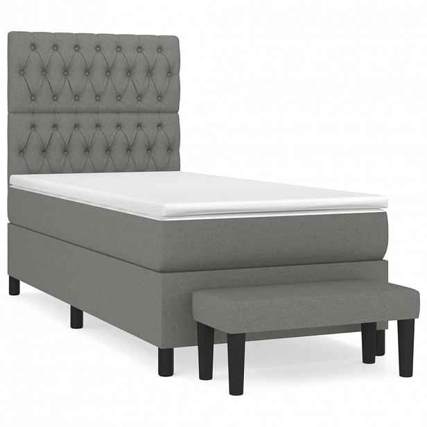 vidaXL Box spring postel s matrací tmavě šedá 90x190 cm textil