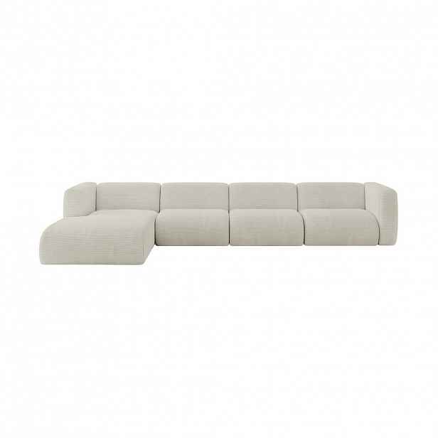 ALTDECOR ROHOVÁ SEDAČKA S LEVOU OTOMANOU MIRA-L3 409x179x70 Krémová Manšestr