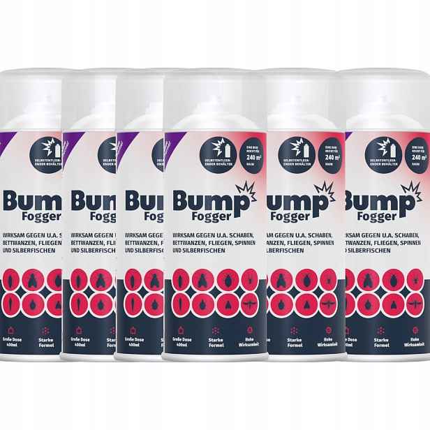 Dýmovnice Bump Fogger proti štěnice , molům, blechám, švábům a rybenkám 6x400ml