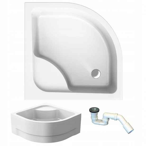 Hluboká půlkruhová sprchová vanička Pako 80x80 sifon pro zabudování