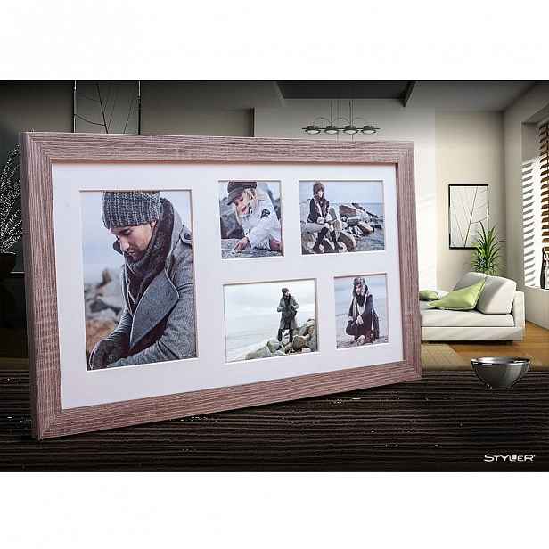 Hnědý rámeček na 5 fotografií Styler Narvik, 27 x 51 cm