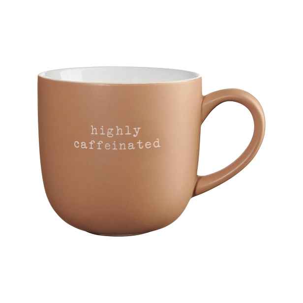 Porcelánový hrnek s uchem 600 ml Hey! ASA Selection - Highly cafeinated - hnědý
