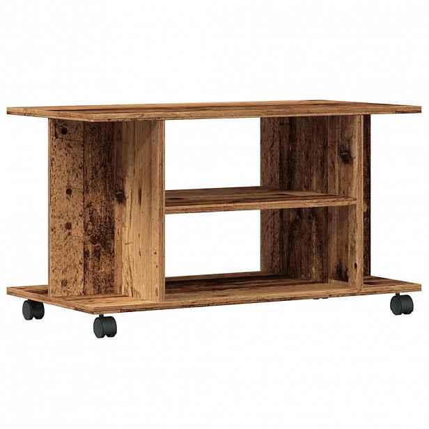vidaXL TV stolek na kolečkách old wood 80x40x45 cm kompozitní dřevo
