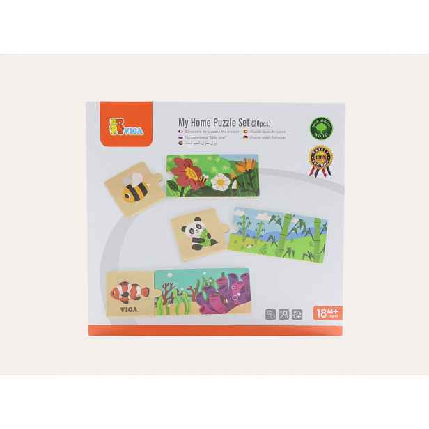 VIGA Dřevěné puzzle zvířecí domovy