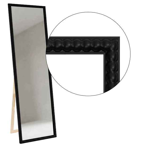 Zrcadlo stojící v rámu Přírodní Bubbleové dřevo 161x41 165x45 černé