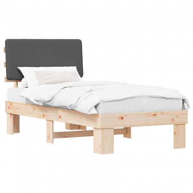 vidaXL Rám postele s čalouněným čelem s čelo Tmavě šedá 90 x 190 cm