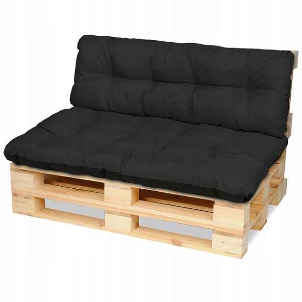 120x80+120x38 Polštář Na Maeble Z Palet Černý