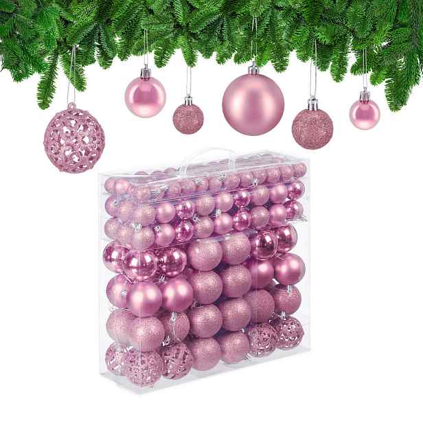 Relaxdays BAŇKY Růžové 150-dílná sada plast úložný box