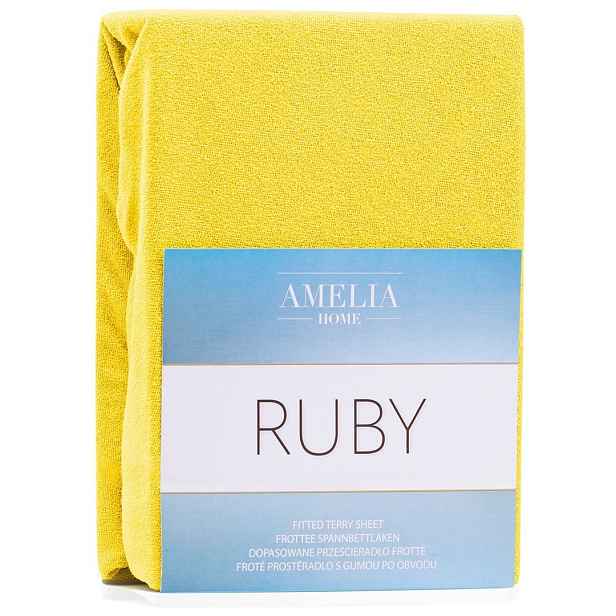 Restilo Froté prostěradlo s gumou AmeliaHome Ruby žluté, velikost 140-160x200