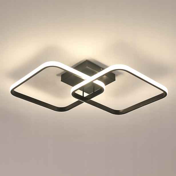 Stropní Led lampa, černý čtvercový lustr, moderní, 42W, 4500K