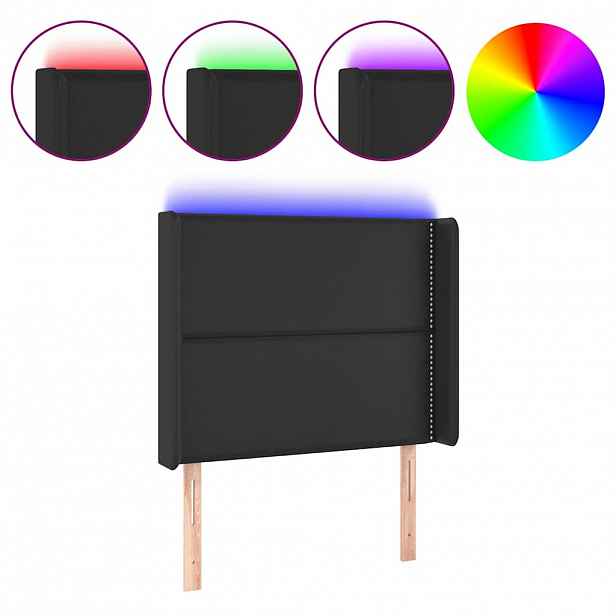 vidaXL Čelo postele s LED černé 93 x 16 x 118/128 cm umělá kůže