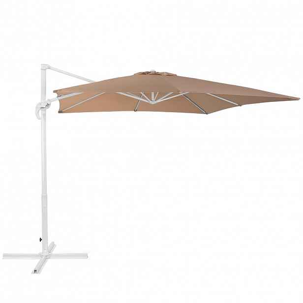 Beliani VÝKYVNÝ SLUNEČNÍK pískově béžový/bílý 250/250/235 cm Monza
