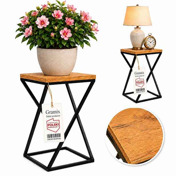Držák Na Květináč na květiny 40 cm s deskou dub craft, Polský