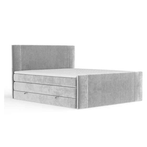 Světle šedá boxspring postel s úložným prostorem 180x200 cm Bergamo – Maison de Rêve