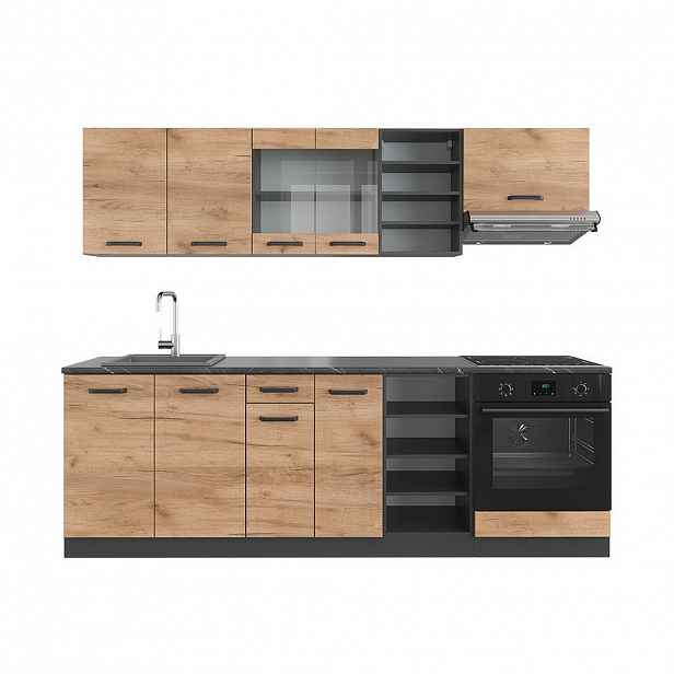Vicco KUCHYŇSKÝ KOUT R-Line Zlatý dub power/antracit 240 cm , PD Antracit
