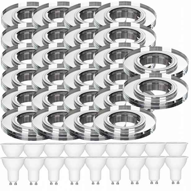 26 x Skleněná Stropní Lampa Zapuštěná Do Stropu Křišťál Led Žárovky 1.5 W