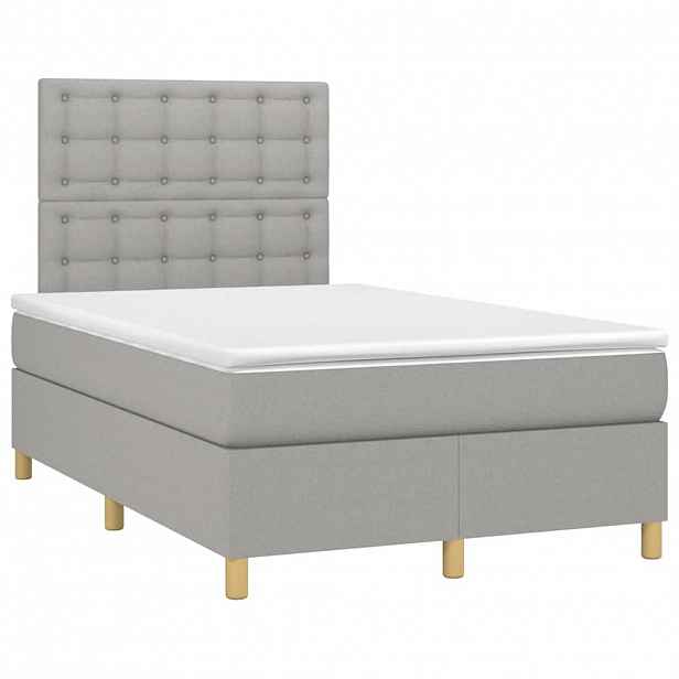 vidaXL Box spring postel s matrací světle šedá 120x190 cm textil