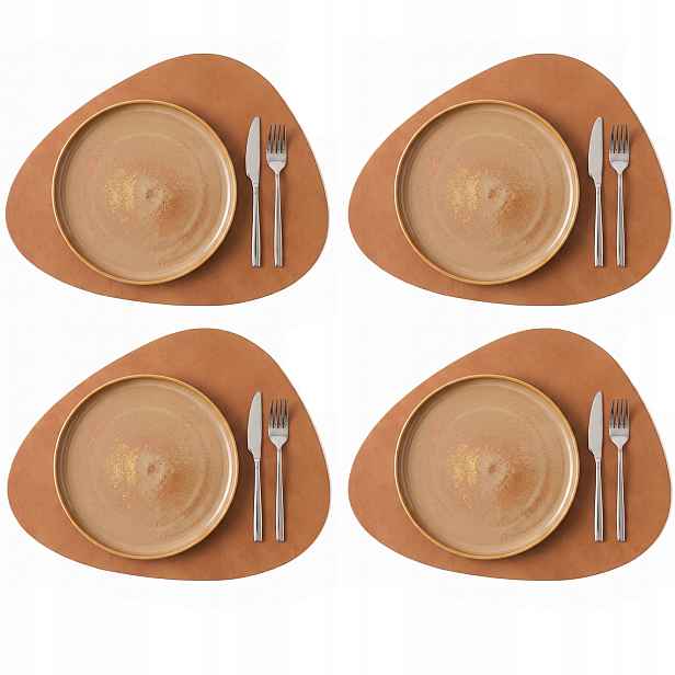 4x Kožená Podložka Na Stůl Podložka Baltan Home Tear M 30x35 cm hnědá