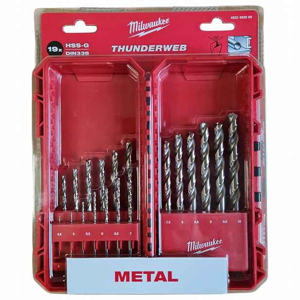 Sada Vrtáků Do Kovu 1-10 mm Hss-g 19 ks Milwaukee 4932493869