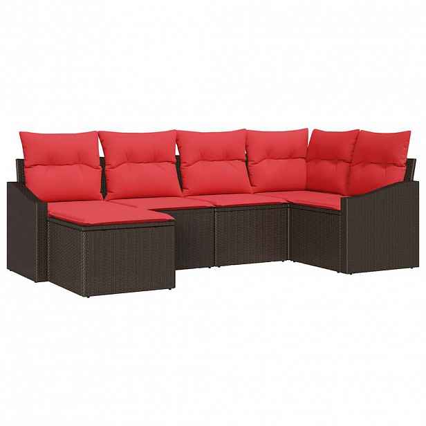 vidaXL Set pohovek 6 ks Hnědá polyratan