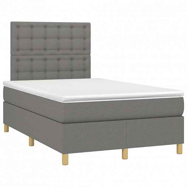 vidaXL Box spring postel s matrací tmavě šedá 120x190 cm textil