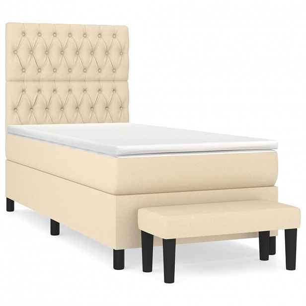 vidaXL Box spring postel s matrací krémová 90x190 cm textil