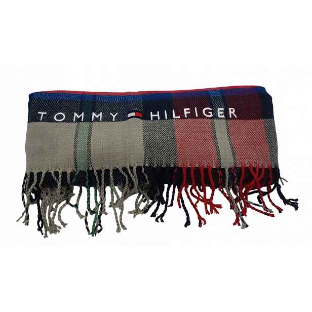 Deka Tommy Hilfiger 145x200 Mřížka Přehoz Teplý Elegantní s třásněmi