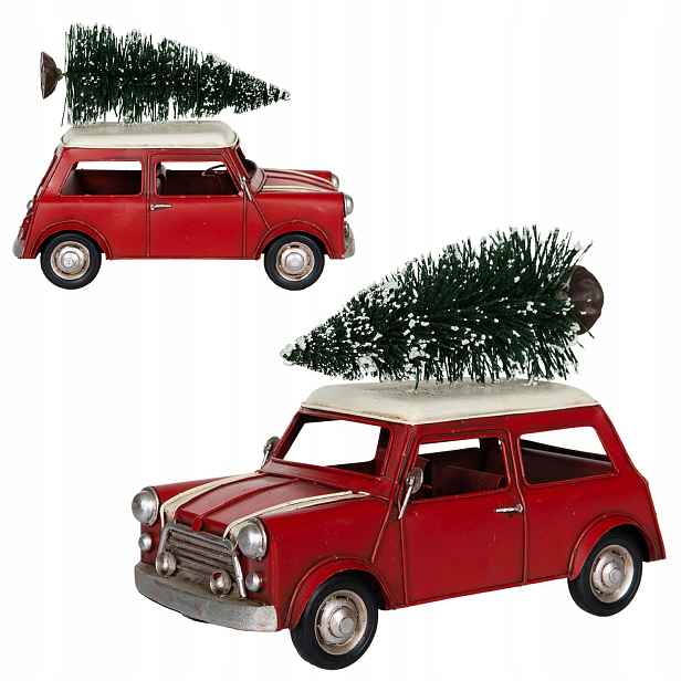 Figurka Auto Vánoční Ozdoba Červené Sváteční Auto Na Vánoce Dárek 25 cm