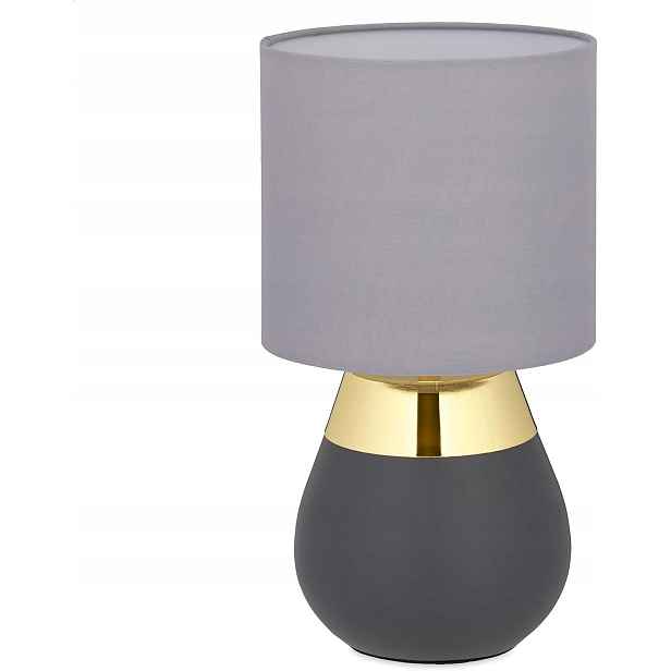 Noční lampa dotyková, stmívatelná, 3 stupně, E14, šedo-zlatá