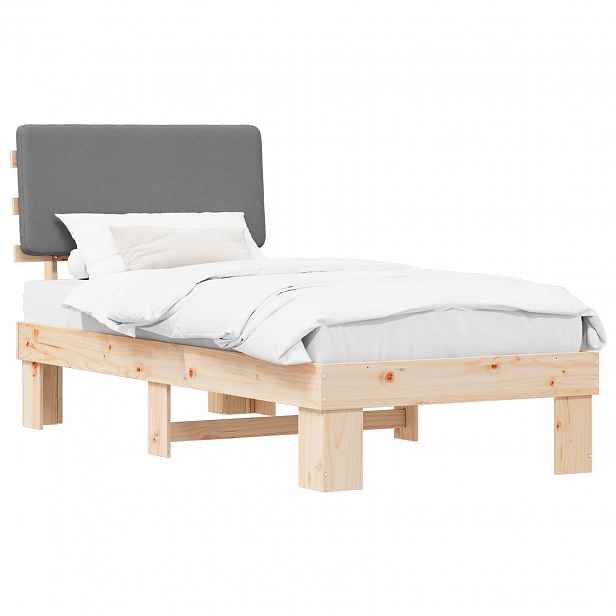 vidaXL Rám postele s čalouněným čelem s čelo Světle šedá 75 x 190 cm