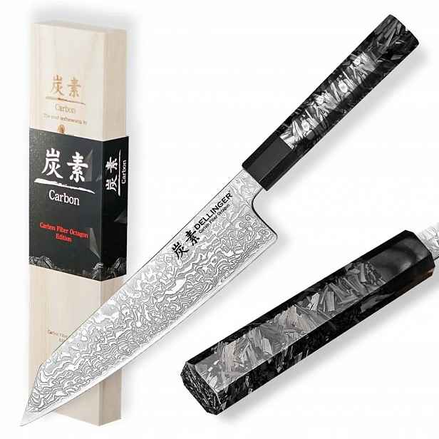 Kuchyňský nůž Chef/Kiritsuke 215 mm Dellinger Carbon Fiber Octagon