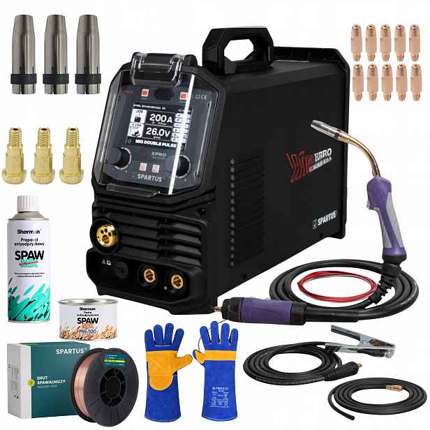 Poloautomatický svařovací stroj Spartus XPro Mig 200 Dual Pulse Bohatý set