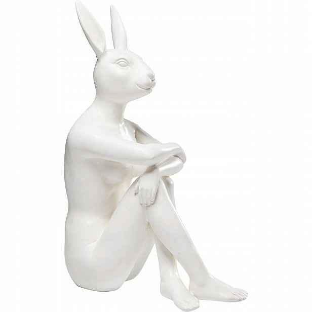 Designová dekorativní figurka Králík Gangster 39x26x15 cm bílá