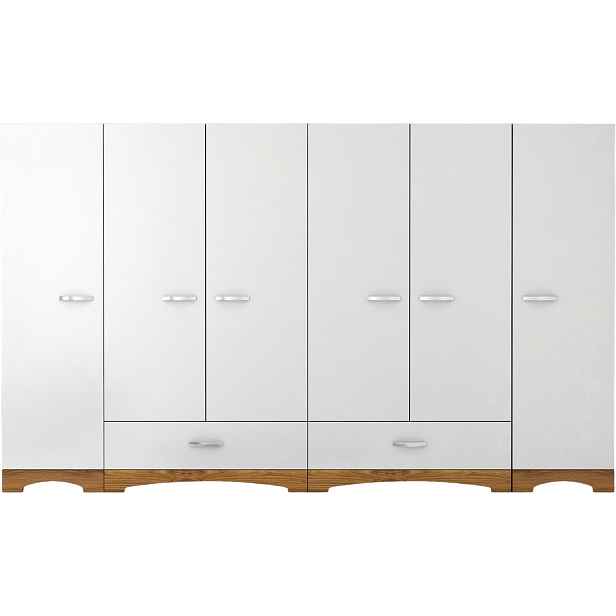 Kalune Design Šatní skříň Juraj 243 cm bílá/ořech