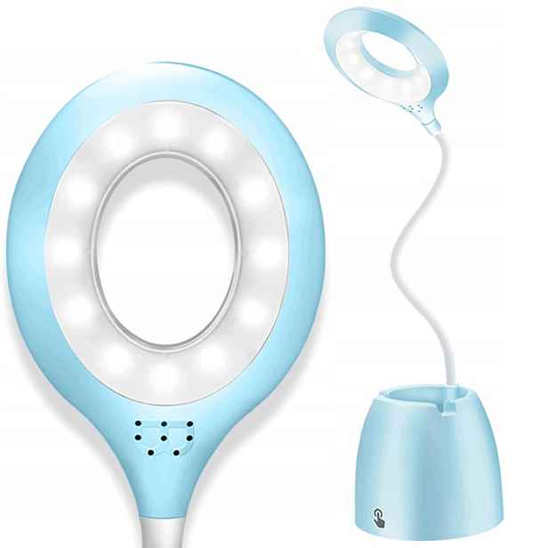 Led stolní lampička s organizérem, flexibilní, multifunkční, modrá
