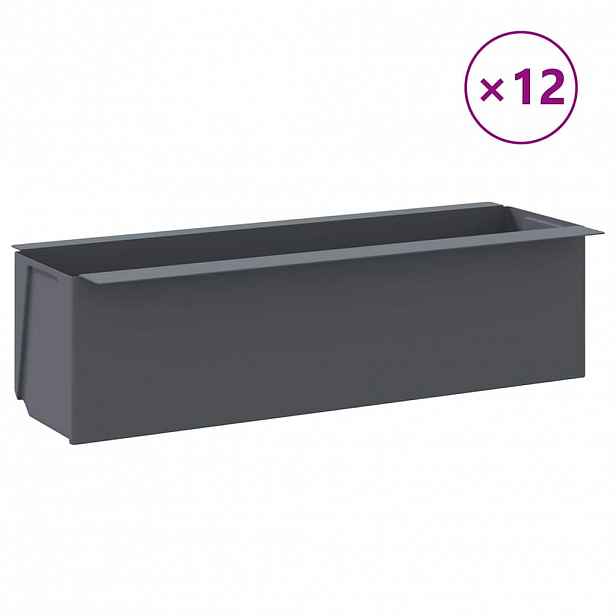 vidaXL Květinové truhlíky na europalety 12 ks šedé 36x13,5x9,5 cm PP