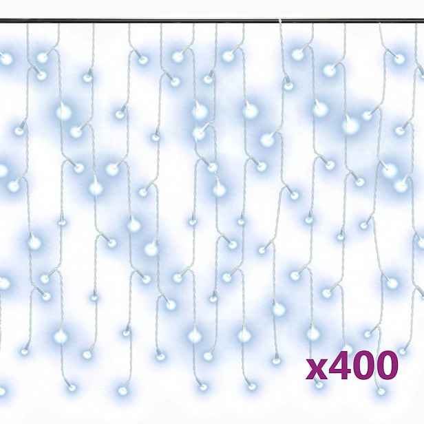 vidaXL LED světelný závěs rampouchy 10 m 400 LED studený bílý 8 funkcí