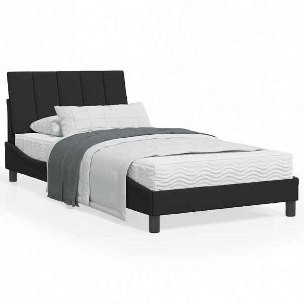 vidaXL Postel s matrací Hanko černá 100 x 200 cm samet