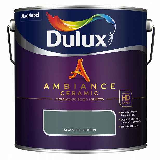 Ambiance Ceramic Industrial Scandic Green 2,5L Dulux – Keramický interiérový nátěr, odstín Scandic Green, 2,5 l