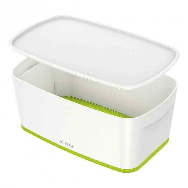 Bílo-zelený úložný box s víkem Leitz Office, objem 5 l