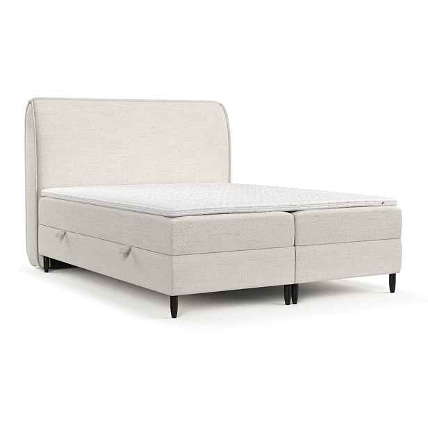 Krémová boxspring postel s úložným prostorem 200x200 cm Melba – Maison de Rêve
