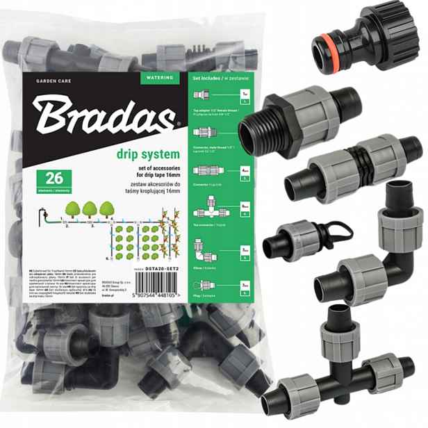 Sada Pro Kapkové Zavlažování Kapací Pásky 16 mm 26 Kusů Bradas