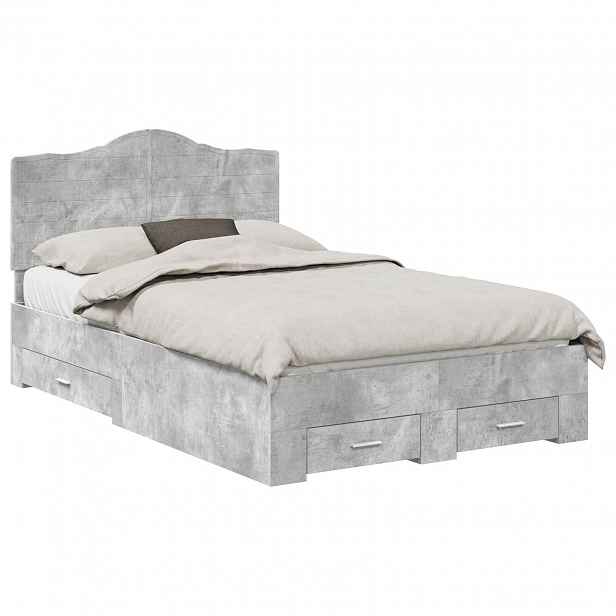 vidaXL Rám postele s čelo Betonově šedá 120 x 190 cm Kompozitní dřevo