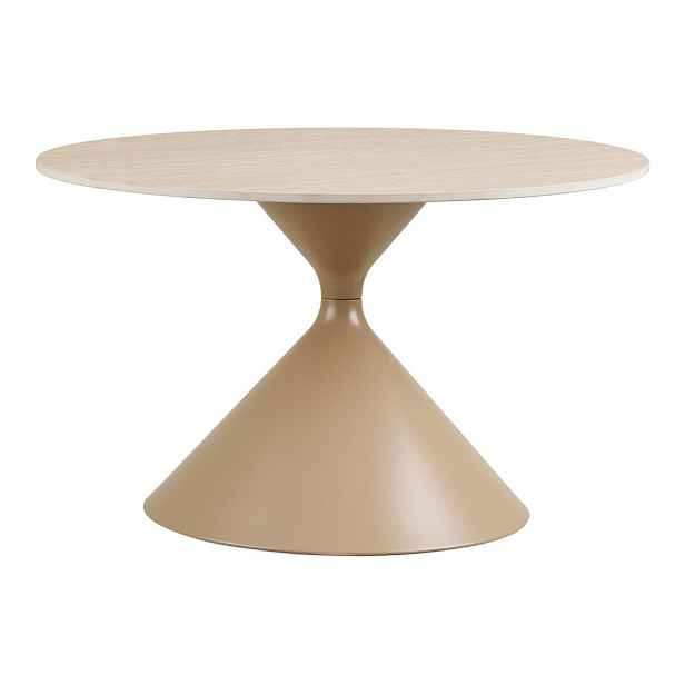 Béžový kulatý konferenční stolek s keramickou deskou ø 70 cm Annecy – House Nordic