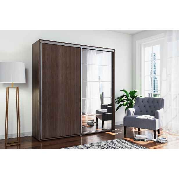 Šatní skříň Ska A21 XL Barva korpusu: Čokoláda, Rozměry: 100 cm, Dveře: Grafit
