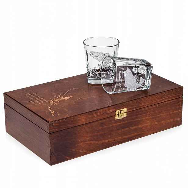 Sklenice na whisky „Rybářské“ 300 ml čtvercové v krabičce